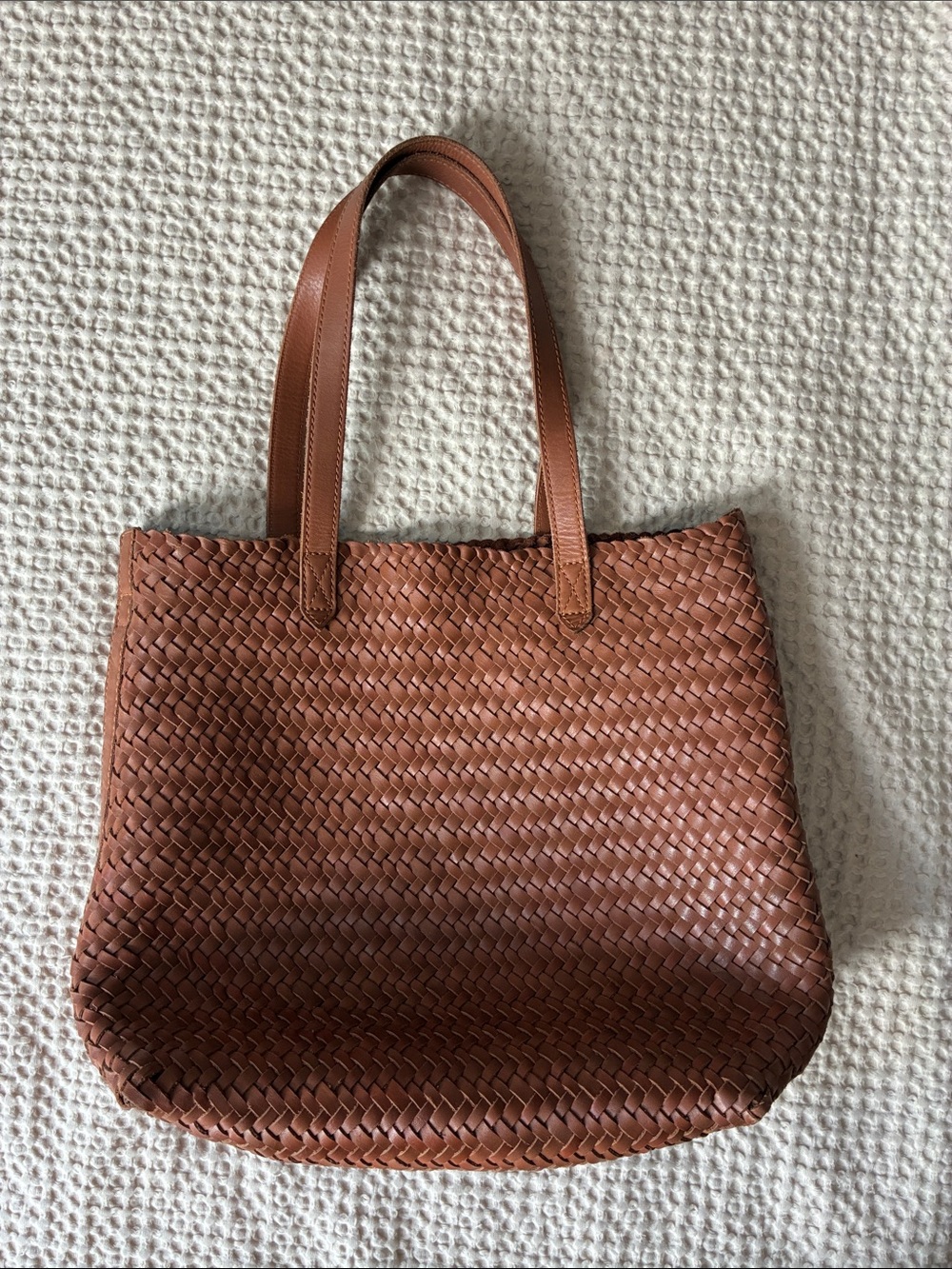 Madewell 100% Leather Woven Tote Bag Brown